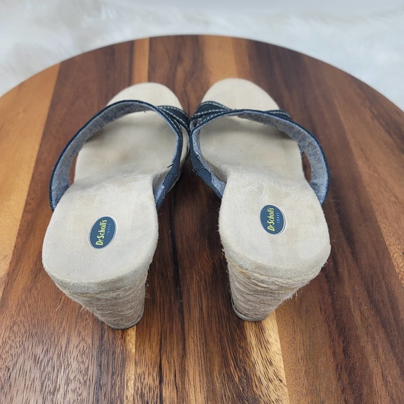 Dr Scholl's Soar Navy Blue Wedge Espadrille Slide Sandals 7M - Picture 6 of 7